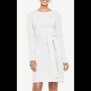 Belted sweater dress grey multi